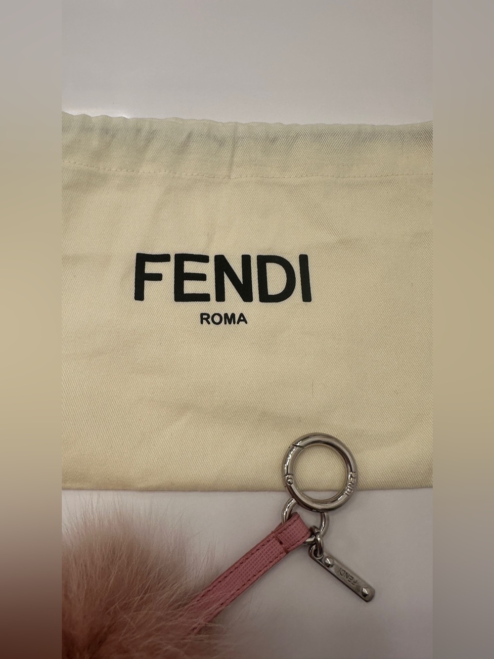 Fendi Pom Pom Keychain in Dusty Pink - Picture 4 of 7